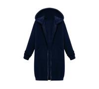 CreoQIJI Sudadera con capucha para mujer e invierno, longitud media, manga larga, abrigo de invierno, tallas grandes, marine, 5XL