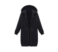 CreoQIJI Sudadera con capucha para mujer e invierno, longitud media, manga larga, abrigo de invierno, tallas grandes, Negro , 5XL