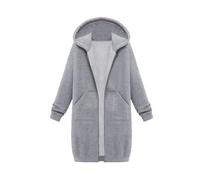 CreoQIJI Sudadera con capucha para mujer e invierno, longitud media, manga larga, abrigo de invierno, tallas grandes, gris, 5XL