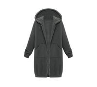 CreoQIJI Sudadera con capucha para mujer e invierno, longitud media, manga larga, abrigo de invierno, tallas grandes, gris oscuro, 5XL