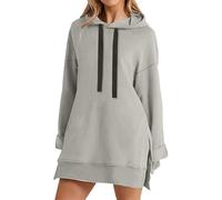 CreoQIJI Sudadera para mujer, vestido largo hasta la rodilla, suéter largo, con caída dividida, invierno, plush suéter, cárdigan de punto para mujer, azul, GY2., XL