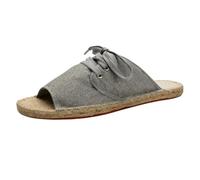 CreoQIJI Zapatillas de estar por casa para mujer de verano de lino zapatos de pescador, planas de algodón y lino, transpirables, parte inferior suave, pantuflas informales, antideslizantes, zapatos de