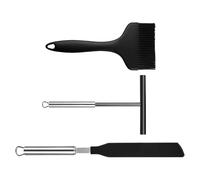 Crepe Espátula | Juego de 3 espátulas con cepillo de aceite, utensilios de cocina resistentes al calor para preparación de comidas para comidas para desayuno