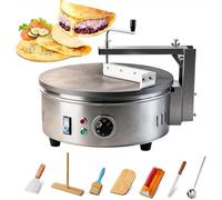 Crepera eléctrica comercial de 220 V, plancha antiadherente de acero inoxidable de 40 cm, temperatura ajustable, 7 accesorios, ideal para tiendas de aperitivos, hogares y restaurantes.