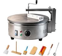 Crepera eléctrica comercial de 220 V, plancha antiadherente de acero inoxidable de 40 cm, temperatura ajustable, 7 accesorios, ideal para tiendas de aperitivos, hogares y restaurantes.