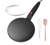 Crepera Eléctrica De Mano - Máquina Para Panqueques 7.8 Pulgadas - Sartén Antiadherente Con Control Automático De Temperatura - Incluye Recipiente Batidor Espátula Para Cocina Hogar Fácil Y Rápida