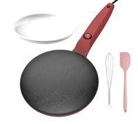 Crepera Eléctrica De Mano - Máquina Para Panqueques 7.8 Pulgadas - Sartén Antiadherente Con Control Automático De Temperatura - Incluye Recipiente Batidor Espátula Para Cocina Hogar Fácil Y Rápida
