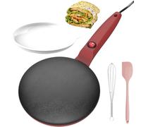 Crepera Eléctrica Instantánea de 8", Calentamiento Rápido, Sartén para Pancakes Totalmente Automática, Sartén Antiadherente para Crepes con Plato para Sumergir y Batidor de Huevos, Control Automá red