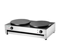 Crepera Electrica Profesional 40cm Placa Crepes Pan Hotplate | Perfect para Cocinas Profesionales Gracias a la Distribución Térmica que Elimina Totalmente los Puntos(230V,Double Pot)