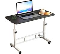 Creperture Escritorios con ruedas, 65-87 cm, altura ajustable, mesa alta móvil, mesa para cama, 80 x 40 cm, mesa plegable para ordenador portátil, 180 cm, mesa giratoria para oficina, salón