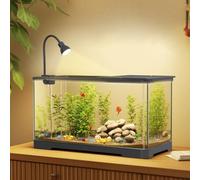 Creperture Kit de iniciación de acuario de 18 litros, tanque de peces pequeño con luces LED y sistema de filtro, decoración de mesa de paisajismo, tanque Betta con tapa para peces tropicales, peces