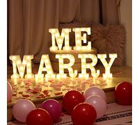 Creperture Lámpara LED 3D de Letras Inglesas Marry Me para Propuesta de Matrimonio, Lámpara de Noche para Boda, Fiesta de Cumpleaños, Lámpara de Navidad Alimentada por Pilas, Decor del Hogar y Bar