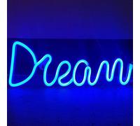 Creperture Letrero de Neón de Ensueño, 39 x 13,5 cm Personalizado Letrero de Neón Luminoso LED para Pared Luces Nocturnas Alimentadas por USB Decoración para Dormitorio, Bar, Boda, Fiesta, Azul