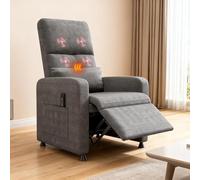Creperture Sillón Reclinable Eléctrico con Masaje y Calor, Reclinable Ajustable 105° a 150° Respaldo Alto Ergonómico, Asiento Cómodo mit Bolsillos Laterales Puerto USB para Sala de Estar Cine en Casa