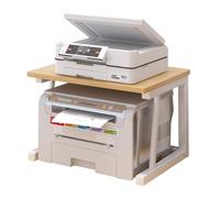 Creperture Soporte para impresora, 2 niveles de madera para escritorio, para espacios pequeños, organizador de escritorio multiusos, estante de almacenamiento para máquina de fax, escáner, microondas