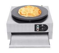 Crepes eléctrico de 40 cm, con bandeja extensible, termostato integrado, 50 - 300 °C, ajustable sin niveles, 3 kW