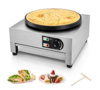 Crepes Maker 3000 W, plancha eléctrica para crepes con placa antiadherente de 40 cm, acero inoxidable de hierro fundido, temperatura 50 - 300 °C, incluye espátula de madera, para crepes, panqueques
