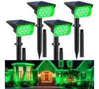 CREPOW Luces solares verdes para exteriores, focos solares de paisaje con IP65 impermeable, 20 LED, focos solares de paisaje para jardín, camino, patio, decoración de vacaciones, paquete de 4