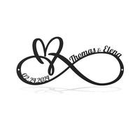 Crepundia Arte Pared de Corazón Infinito, Decoración de pared metal y hierro for aniversario bodas pareja/novio novia con amor infinito(Infinite Love,30cm)