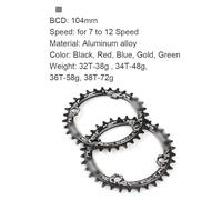 Crepundia Plato Monoplato/Doble,Recambio Plato Bicicleta Plato Estrecho y Ancho de 104 BCD con Tornillos for Cadena de MTB de 32/34/36/38T, Redondo, Coroa, 104 BCD, 38 y 36 Dientes(32T,Blue)