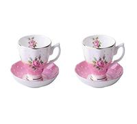 Crepundia Taza y Plato para Café, 180ML, Fine Bone China Taza y platillo la cuchara, diseño de moda divertido, café espresso Copa(A and A)