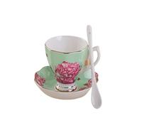 Crepundia Taza y Plato para Café, 180ML, Fine Bone China Taza y platillo la cuchara, diseño de moda divertido, café espresso Copa(E)