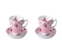 Crepundia Taza y Plato para Café, 180ML, Fine Bone China Taza y platillo la cuchara, diseño de moda divertido, café espresso Copa(B and B)