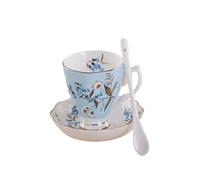 Crepundia Taza y Plato para Café, 180ML, Fine Bone China Taza y platillo la cuchara, diseño de moda divertido, café espresso Copa(D)