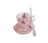 Crepundia Taza y Plato para Café, 180ML, Fine Bone China Taza y platillo la cuchara, diseño de moda divertido, café espresso Copa(B)