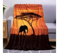 Crepúsculo Manta Decorativa Elefantes de pastizales de Franela 180 x 220 cm Tacto Ultrasuave, Ligera y Acogedora para Salón, Dormitorio y Regalo