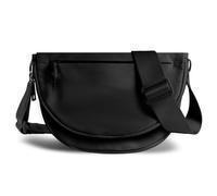 Crescent - Bolsa de nailon plegable de tamaño mediano para mujeres y hombres, bolsa de hombro individual con correa ajustable, Negro, 6 inches wide and 5 inches tall, Moda y ocio