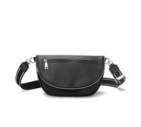 Crescent - Bolsa de nailon plegable de tamaño mediano para mujeres y hombres, bolsa de hombro individual con correa ajustable, Z-PU-Negro, Moda y ocio