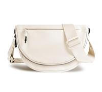 Crescent - Bolsa de nailon plegable de tamaño mediano para mujeres y hombres, bolsa de hombro individual con correa ajustable, Beige, Moda y ocio