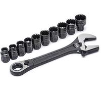 Crescent CPTAW8 11 Piezas 3 en 1 X6 Llave Ajustable de Paso/Llave Inglesa, Llave para Tubos y Trinquete de Paso con Dados Universales