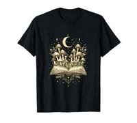 Crescent Hongos Libro Hongos Arte Bosque Noche Mística Camiseta