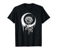 Crescent Moon and Rose Gothic Design Alternative Look Camiseta