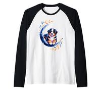 Crescent Moon Bernese Mountain Dog Berner Camiseta Manga Raglan