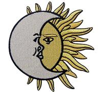Crescent Moon Over Sol Bordado Parche De Celestes o Coser En Hierro
