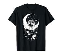 Crescent Moon Rose Gothic Design Alternative Tattoo Art Camiseta