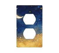 Crescent Moon Stars - Placa de interruptor de policarbonato irrompible, 1 banda, placa de pared sin tornillos para oficina en casa