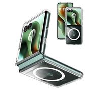 Cresee Funda magnética para Motorola Razr 60 Ultra (2025) compatible con Magsafe, parte trasera dura transparente + parachoques de TPU suave a prueba de golpes para Moto Razr 60 Ultra, transparente
