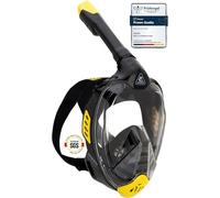 CRESSI Bali Full Face Mask Black/Yellow L/XL - Máscara Integral Unisex para Snorkeling, Lente Ultra Transparente Antivaho, 100% Silicona, Tubo Seco con Válvula, Apoyo Action CAM, Negro/Amarillo, L/XL