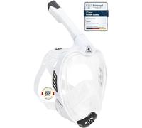 CRESSI Bali Full Face Mask White/Black L/XL-Máscara Integral Unisex para Snorkeling, Lente Ultra Transparente Antivaho, 100% Silicona, Tubo Seco con Válvula, Correa Ajustable, Blanco/Negro, L/XL