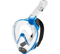 Cressi Baron Full Face Mask Máscara Integral Snorkel de Visión Grande con Tubo Respirador, Unisex-Adult, Claro/Azul, S/M