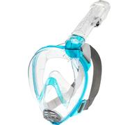 Cressi Baron Full Face Mask Máscara Integral Snorkel de Visión Grande con Tubo Respirador, Unisex-Adult, Transparente/Aquamarine, S/M