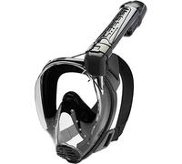 Cressi Baron Full Face Mask Máscara Integral Snorkel de Visión Grande con Tubo Respirador, Unisex-Adult, Negro/Negro, M/L