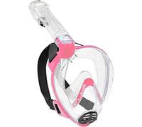 Cressi Baron Full Face Mask Máscara Integral Snorkel de Visión Grande con Tubo Respirador, Unisex-Adult, Transparente/Rosa, S/M