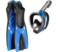 CRESSI Baron+Tonga Combo - Set Máscara Integral Baron, Visión Amplia, Sistema Antivaho, Respiración Fácil+Aletas Tonga Ajustable Ligeras