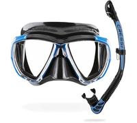 CRESSI Combo Big Eyes+Alpha U.D. Black/Azure Maschera + Snorkel, Unisex-Adult, Negro/Azul Claro, Talla Única
