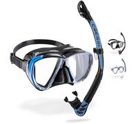 CRESSI Big Eyes+Alpha Ultra Dry Combo Black/Azure - Conjunto Máscara + Snorkel Alpha UD para Buceo y Snorkel, Negro/Azul Talla Única, Adultos